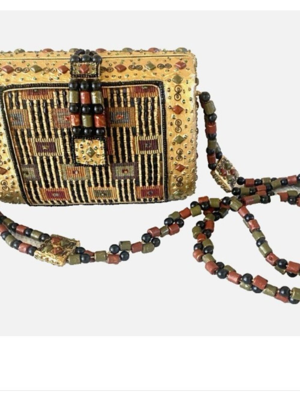 Vintage MARY FRANCES Motif Beaded Embroidered Ornate Strap Handbag